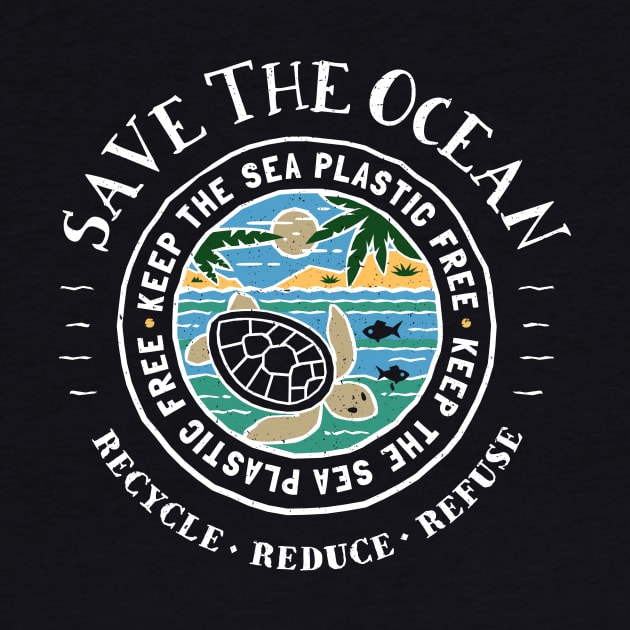 Save The Ocean Keep The Sea Plastic Free Turtle by bangtees